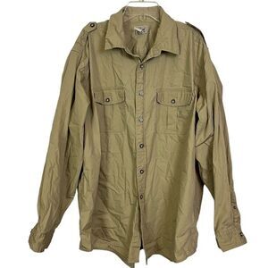 L.L. BEAN Casual Button Down Long Sleeve Tan 100% Cotton Shirt Hiking Camping XL